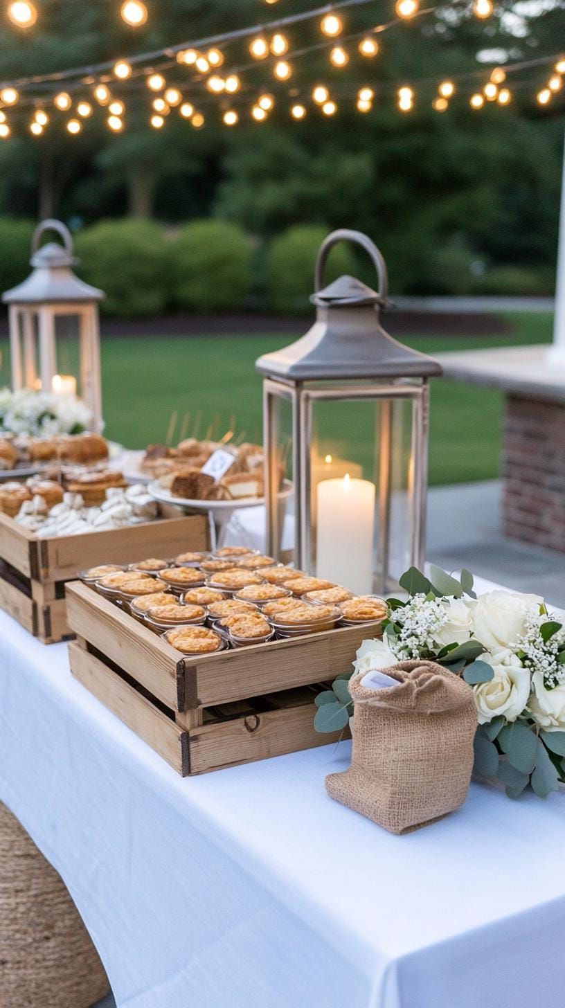 21 Dreamy Garden Wedding Decor Ideas 35 12. Cozy backyard buffet with string lights and rustic decor-0