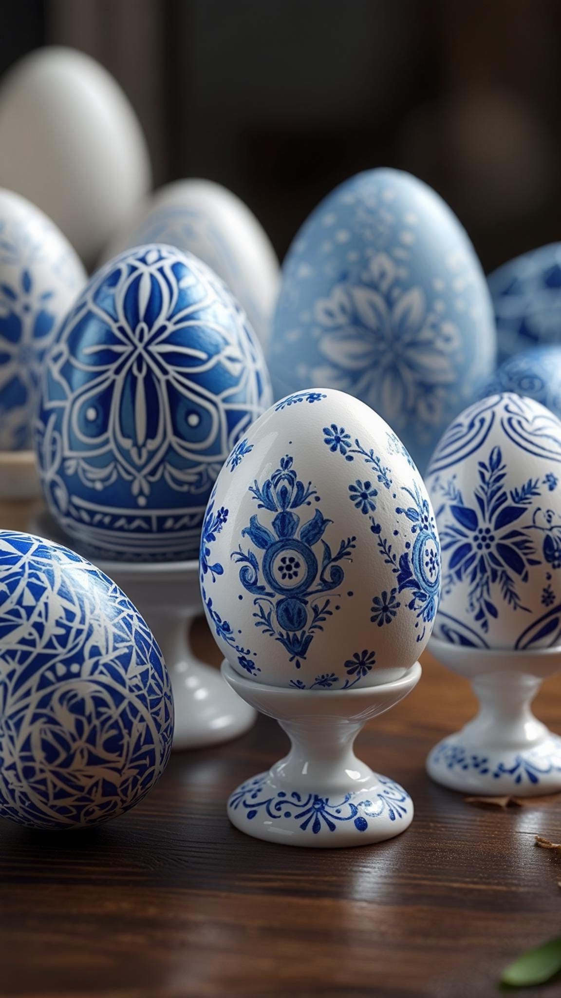 10. Elegant blue and white porcelain-style Easter eggs-0