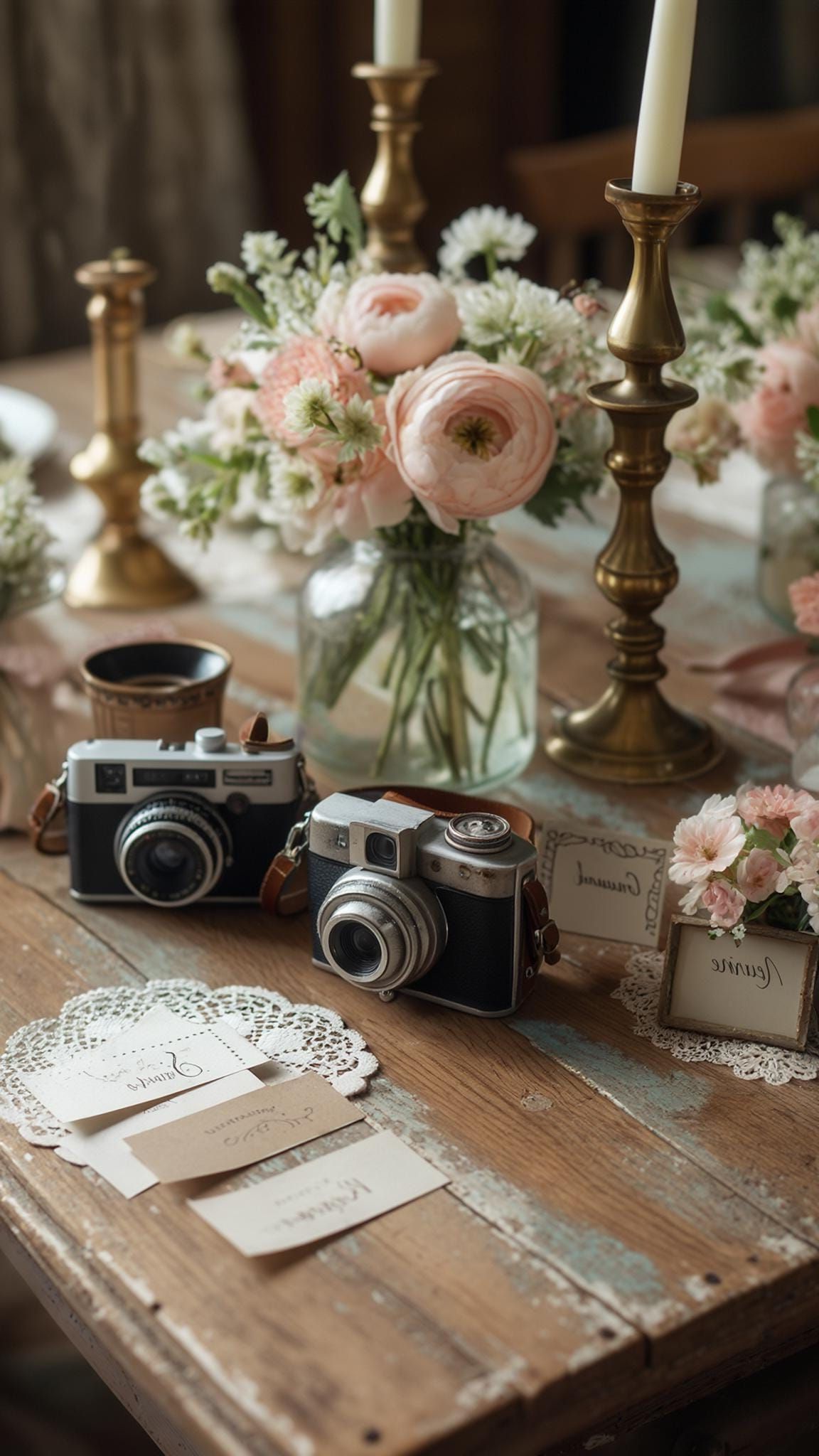 21 Dreamy Garden Wedding Decor Ideas 16 6. Vintage-inspired wedding guest table with instant cameras-0