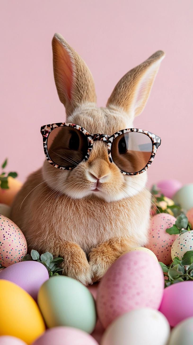 18. Bunny with oversized sunglasses on Easter eggs-2