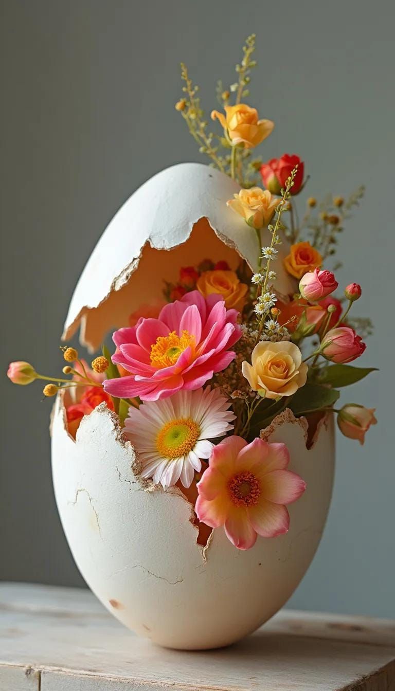 16 Best Easter Centerpieces to Elevate Your Table Decor in 2025 40 16. Floral arrangement inside a hollowed-out egg shell-0