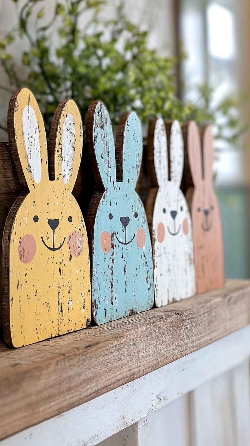 21. Wooden bunny cutouts with distressed farmhouse style-1