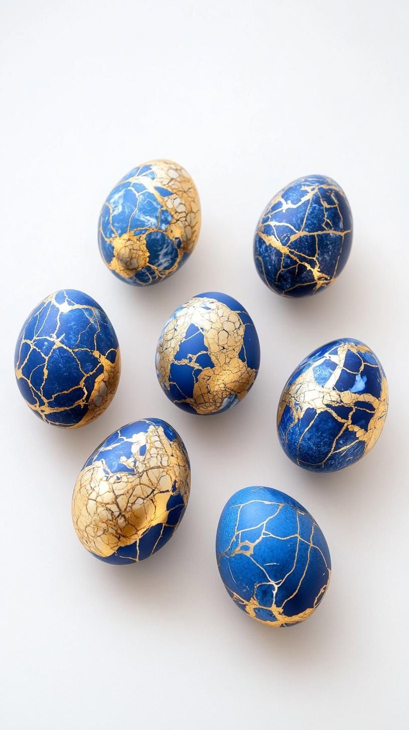 18. Blue and gold marbled eggs with metallic finish-1