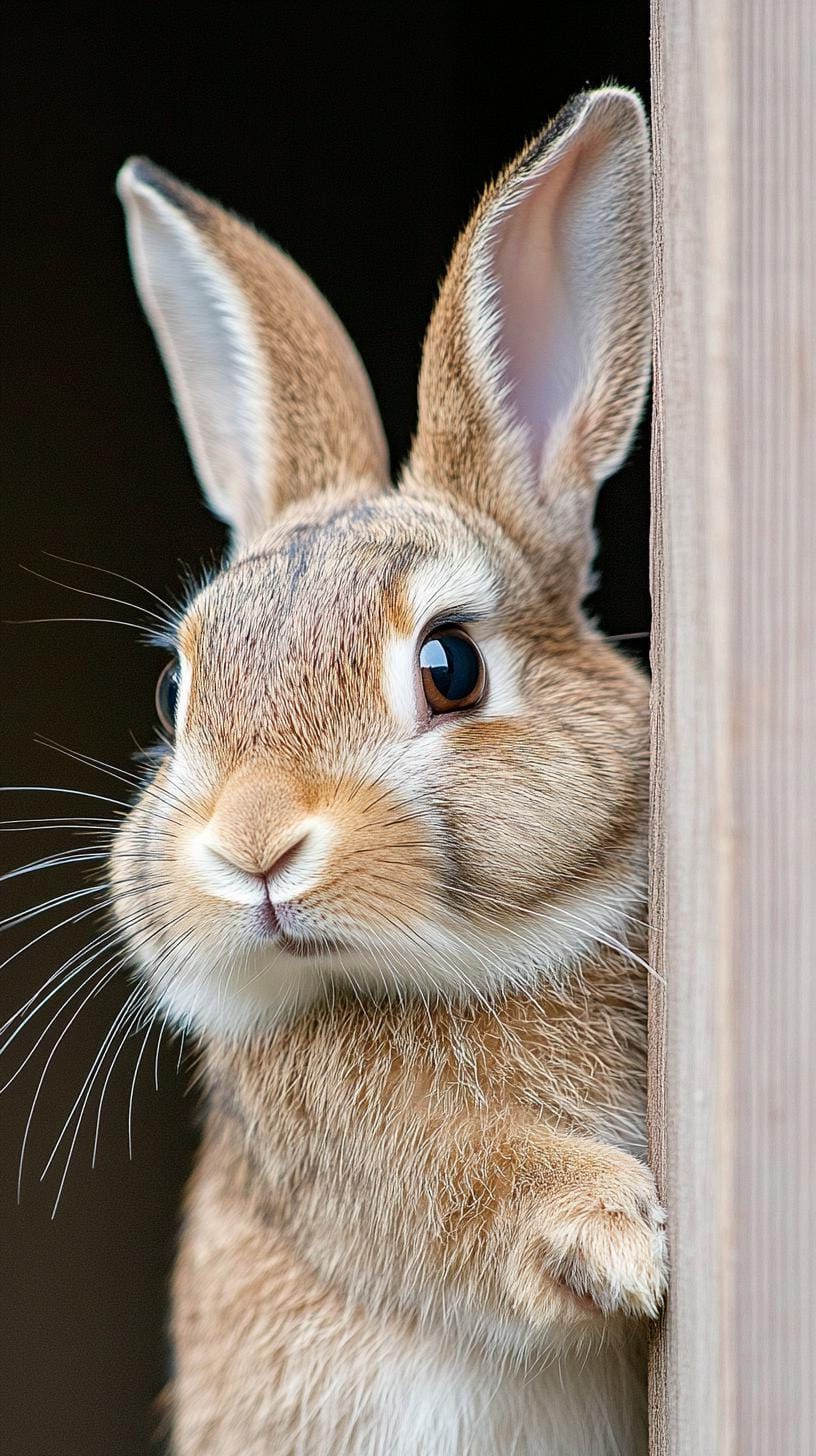 4. Realistic bunny peeking from behind a wall-2