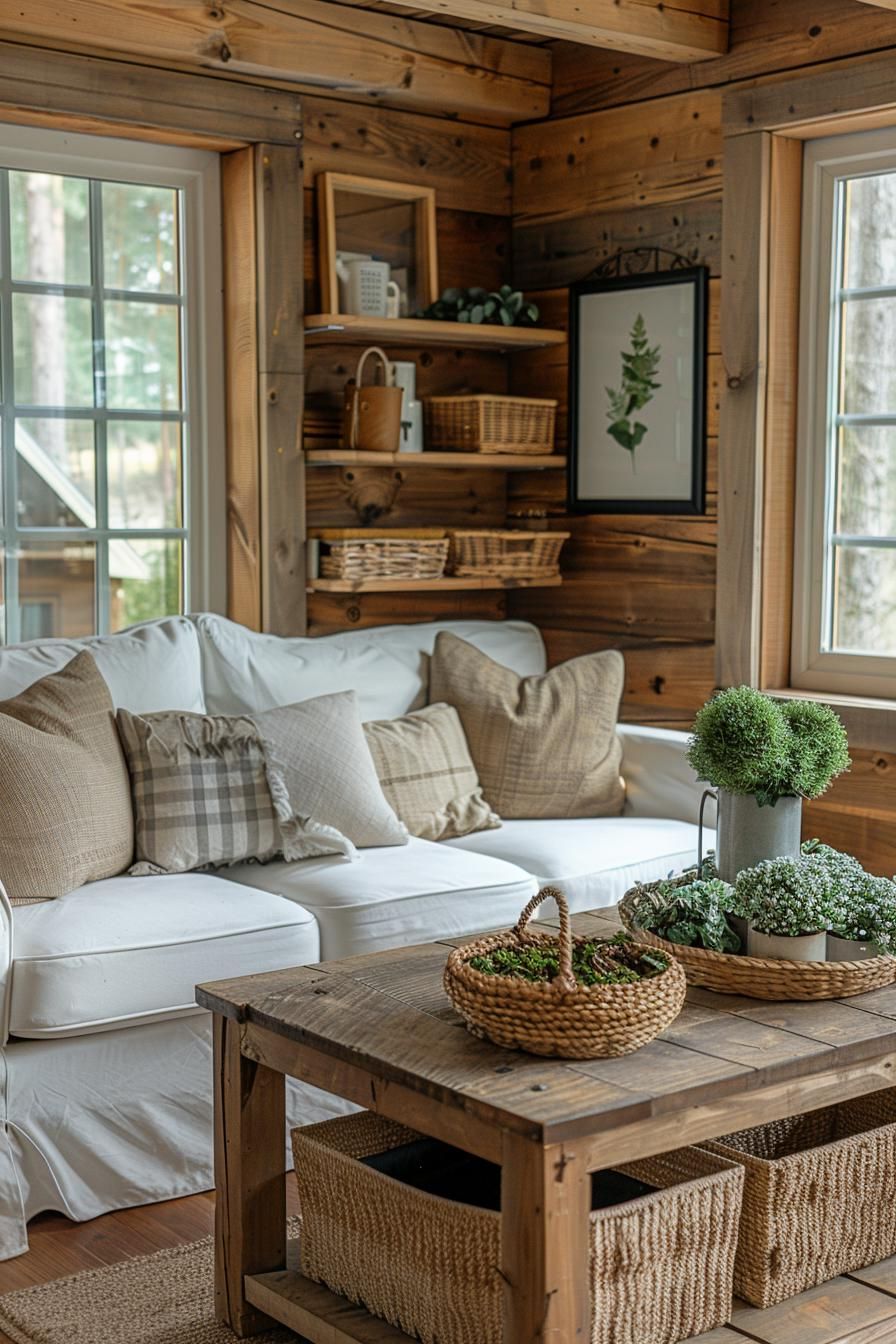 6. Earthy Farmhouse Living Room Inspiration-3