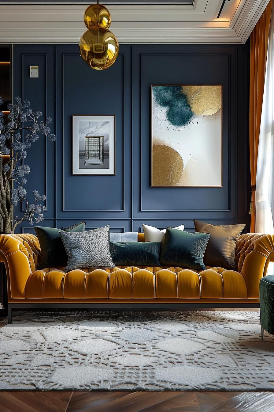 18 Colorful Mid Century Modern Living Room Designs 11 3. Vibrant Accent Wall Ideas