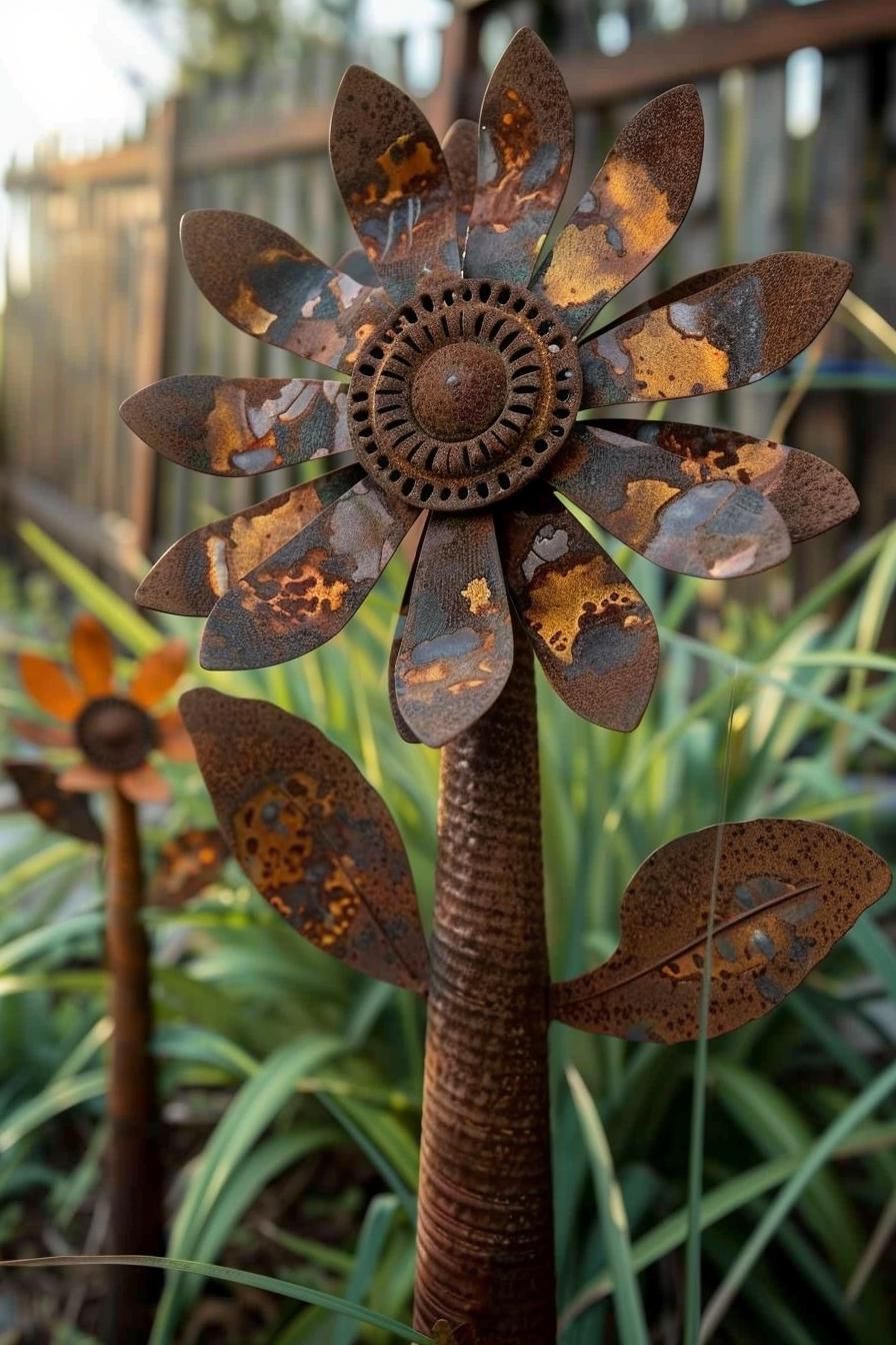 33 Creative DIY Yard Art Ideas You’ll Love To Craft 17 6. Floral Metal Sculpture Crafts-1