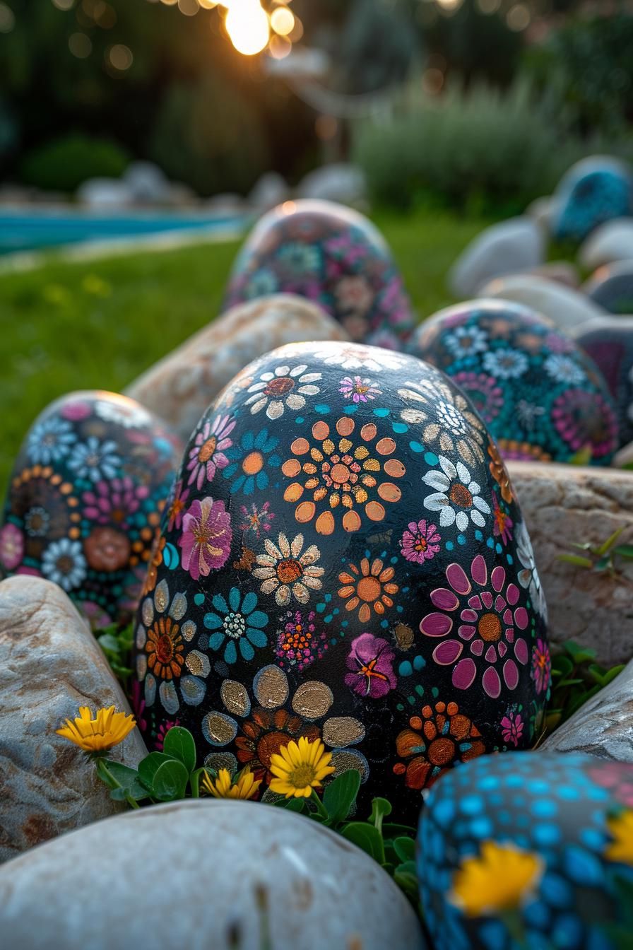 33 Creative DIY Yard Art Ideas You’ll Love To Craft 46 16. Rock Painting Yard Art Ideas-2