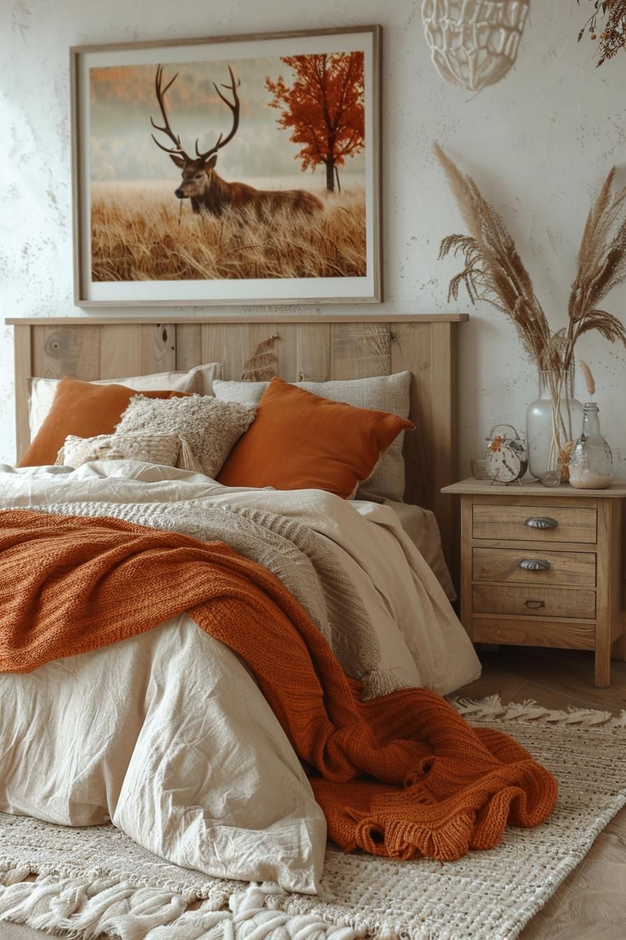 19 Best Earthy Modern Bedroom Ideas for a Cozy Retreat 45 13. Autumnal Earthy Bedroom Decor-0