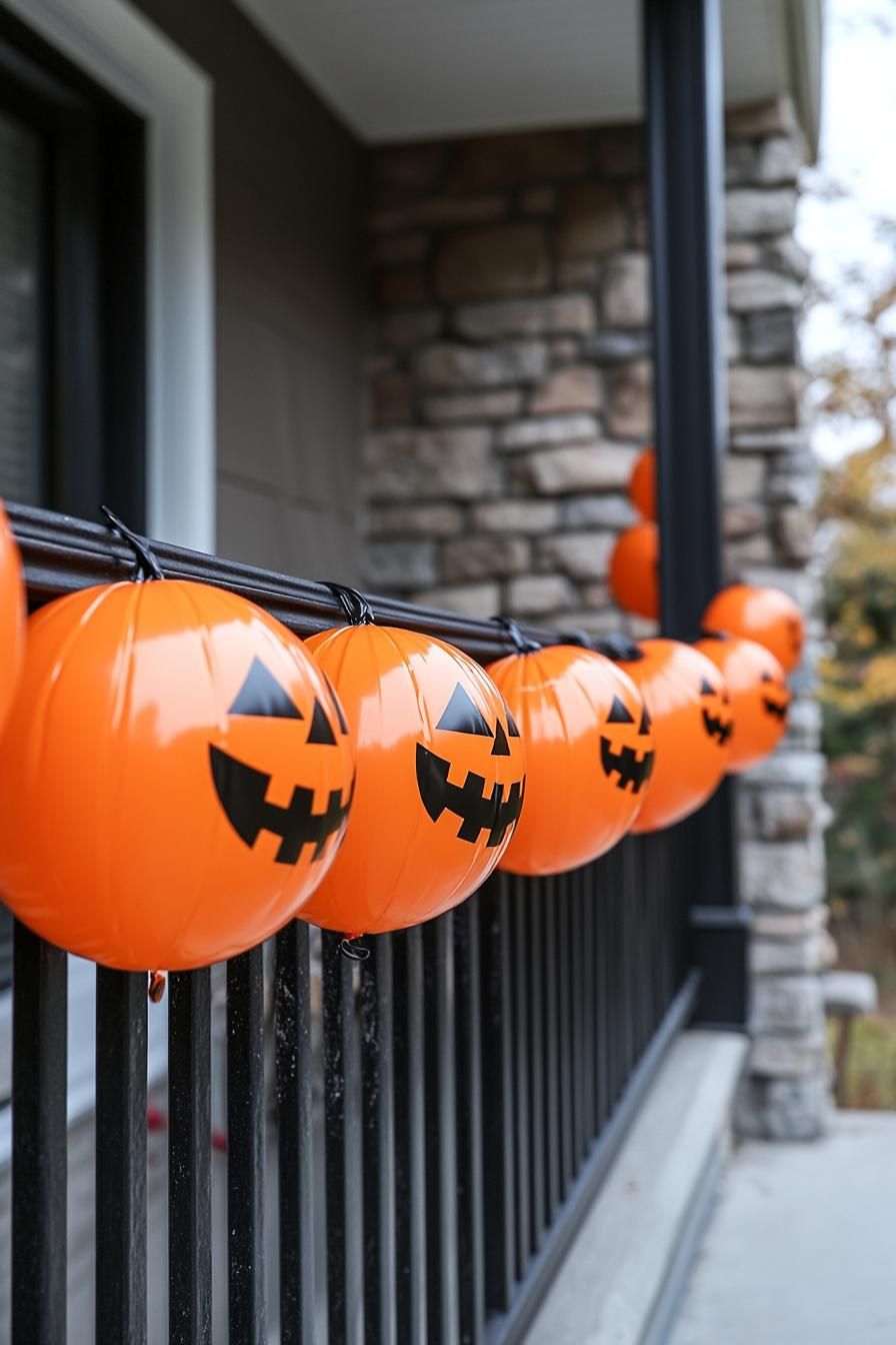 15 Easy DIY Outdoor Halloween Decorations to Try 12 4. Festive Pumpkin Balloon Garlands-2
