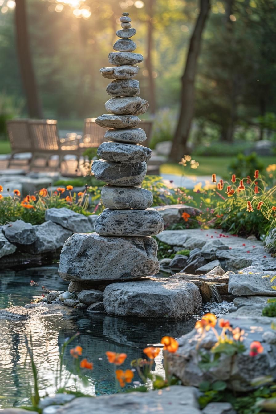 33 Creative DIY Yard Art Ideas You’ll Love To Craft 42 15. Stone Sculpture Stacking Secrets-1