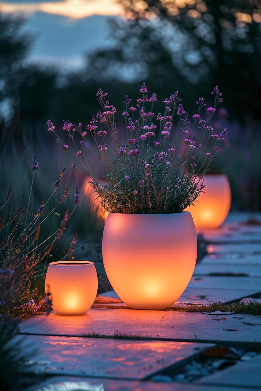 33 Creative DIY Yard Art Ideas You’ll Love To Craft 27 9. Glowing Garden Planter Projects-1
