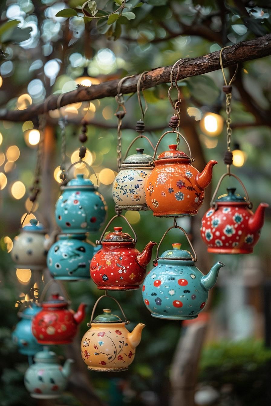 33 Creative DIY Yard Art Ideas You’ll Love To Craft 76 31. Teapot Garden Suspensions-0
