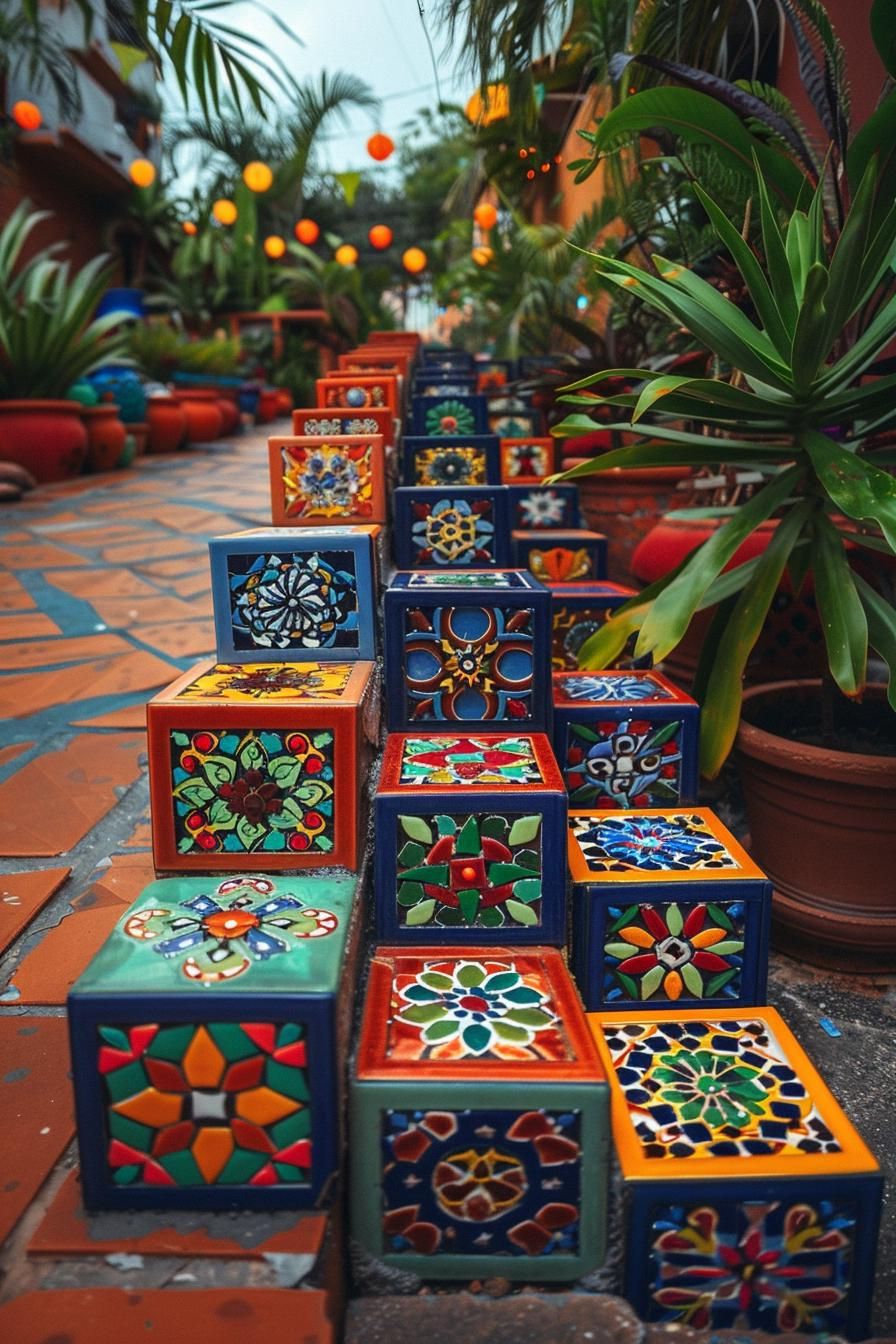 33 Creative DIY Yard Art Ideas You’ll Love To Craft 50 18. Mosaic Tile Cinder Block Decor-1