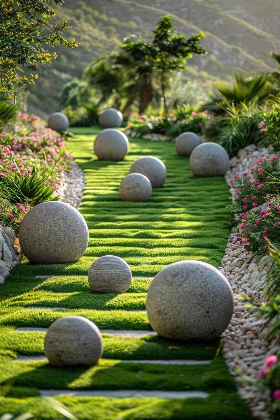33 Creative DIY Yard Art Ideas You’ll Love To Craft 22 7. Concrete Sphere Garden Decor-2