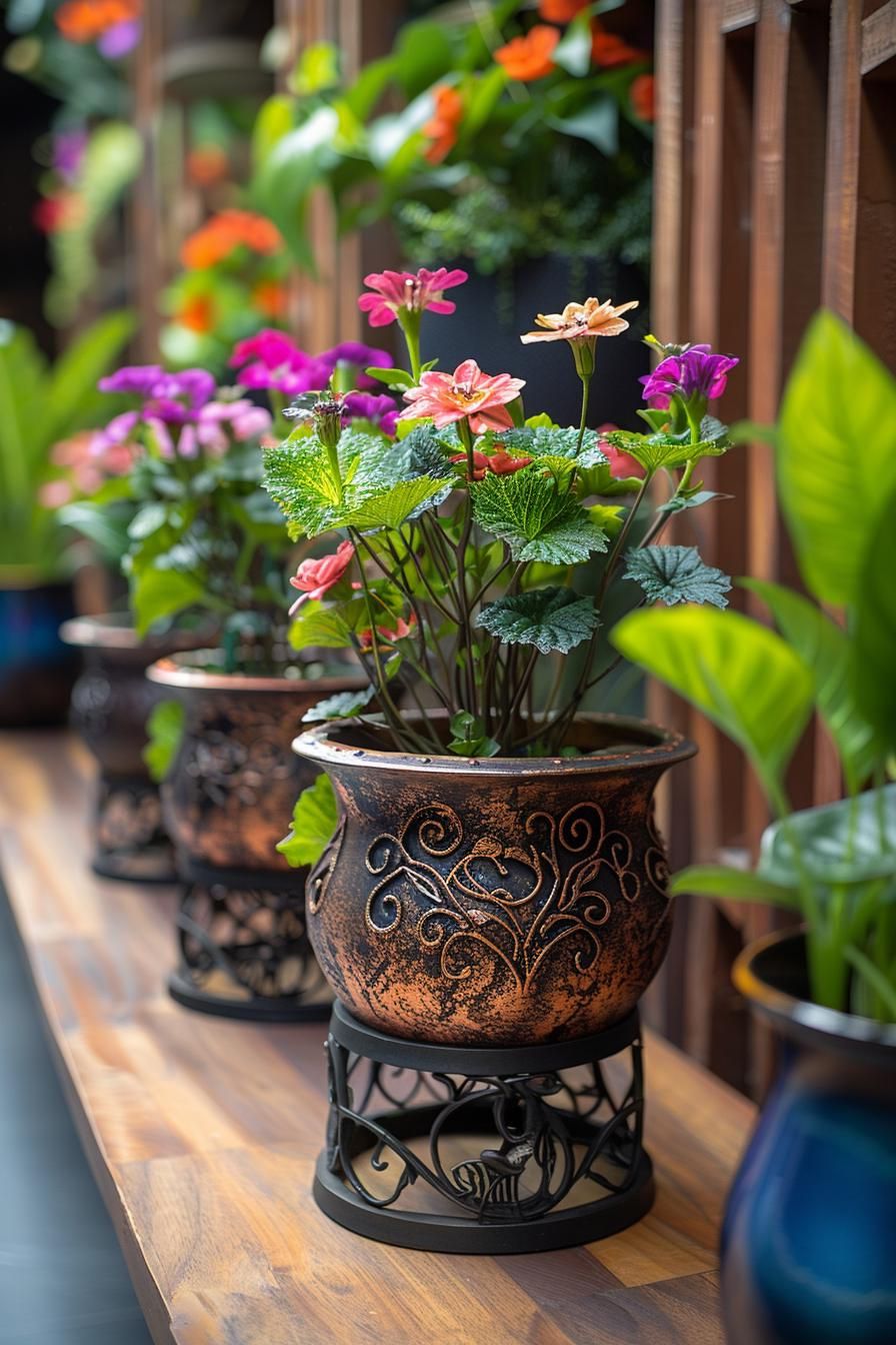 26 Easy Metal Garden Art Ideas To Inspire 56 23. Creative Metal Flower Pot Holders-0