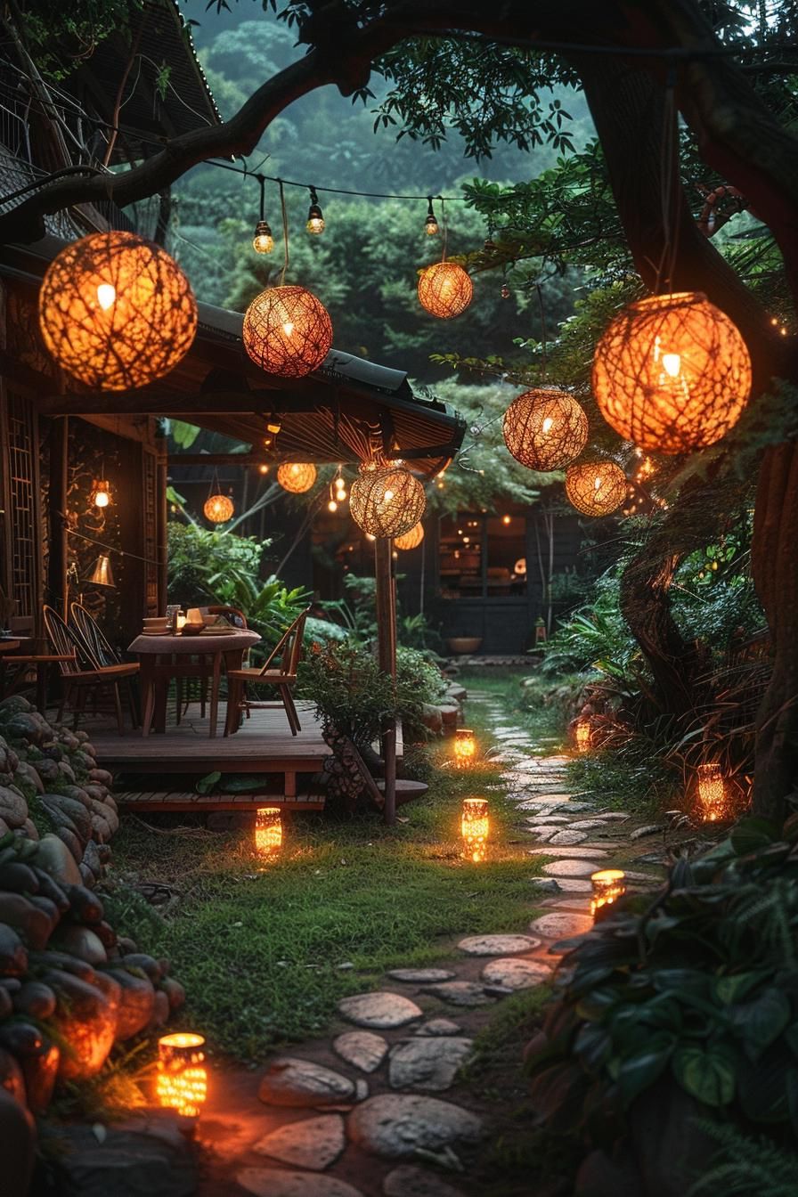 33 Creative DIY Yard Art Ideas You’ll Love To Craft 72 30. String Light Sphere Art Ideas-0