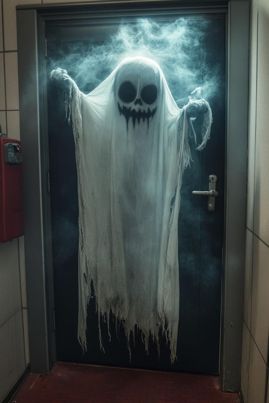 20 Unique Halloween Door Decorations For a Spooky Entrance 20 8. Glowing Specter Door Decoration-1