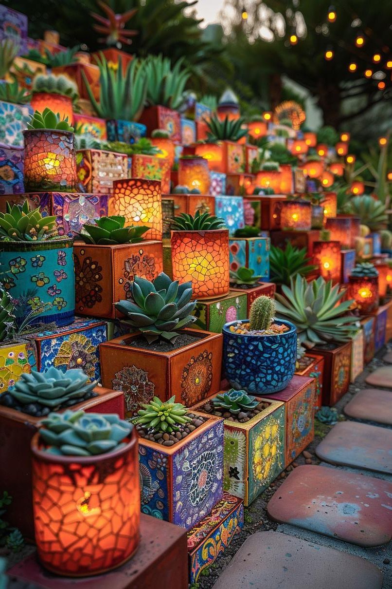 33 Creative DIY Yard Art Ideas You’ll Love To Craft 49 18. Mosaic Tile Cinder Block Decor-0