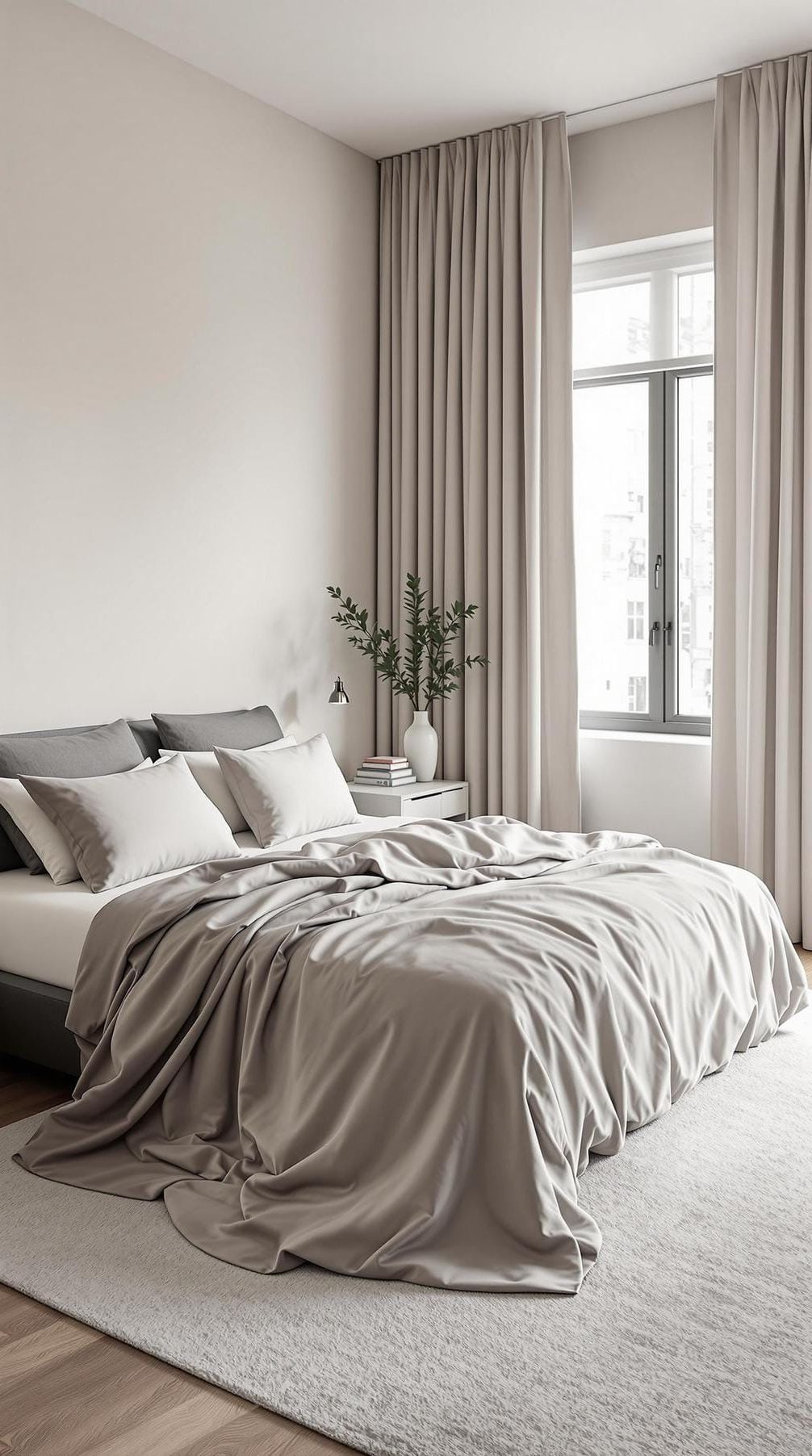 20 New Minimalist Bedroom Ideas to Inspire Your 2025 Refresh 62 19. Monotone Oasis: Embrace a single shade tonality across walls, sheets, and drapes-2