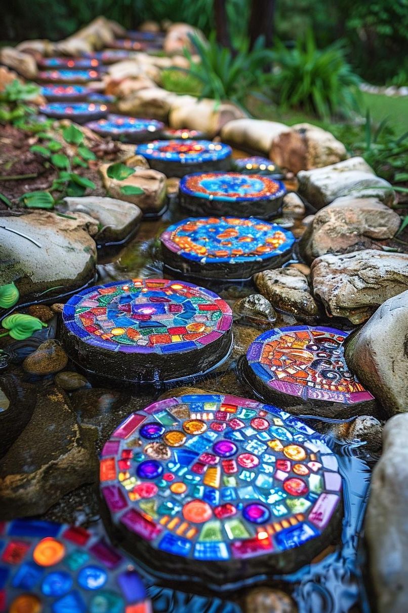 33 Creative DIY Yard Art Ideas You’ll Love To Craft 34 12. Mosaic Stepping Stone Ideas-0