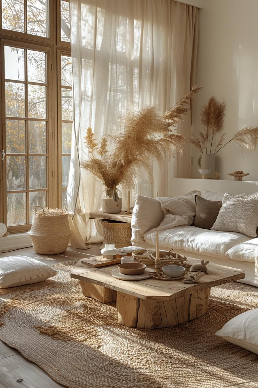 1. Natural Wood & Linen Living-0