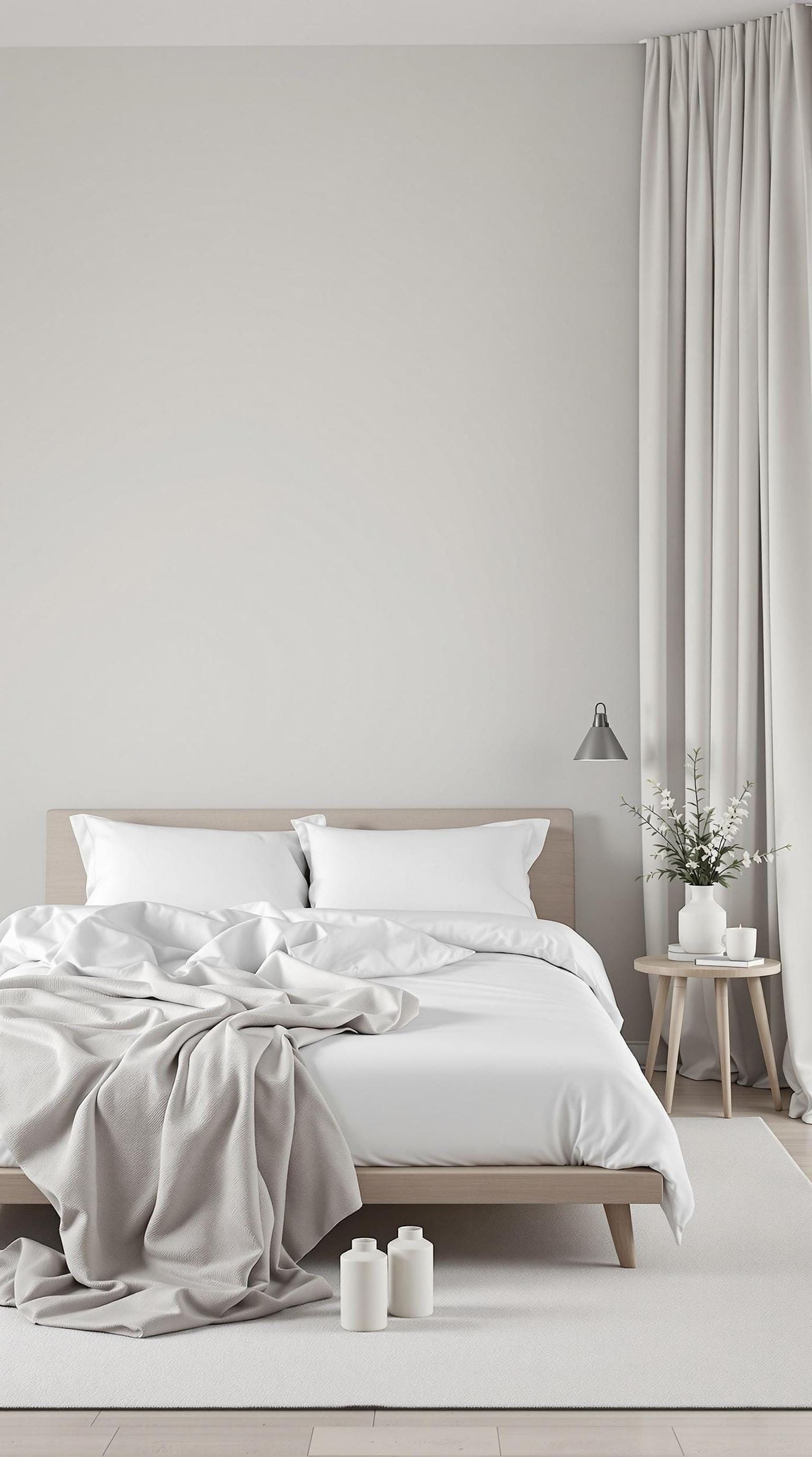 20 New Minimalist Bedroom Ideas to Inspire Your 2025 Refresh 60 19. Monotone Oasis: Embrace a single shade tonality across walls, sheets, and drapes-0