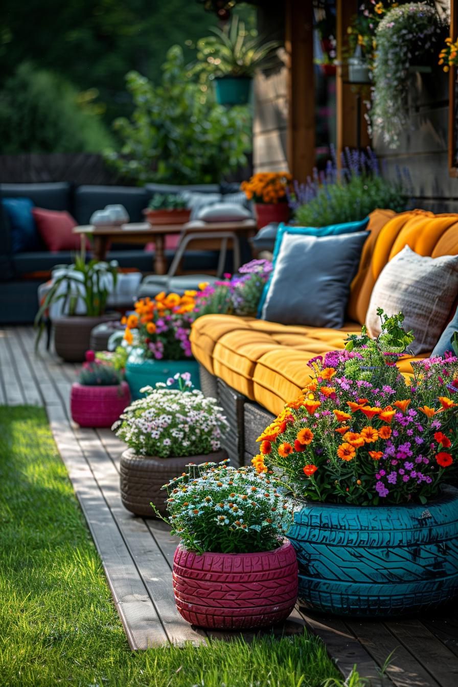 33 Creative DIY Yard Art Ideas You’ll Love To Craft 8 3. Upcycled Tire Planter Ideas-0