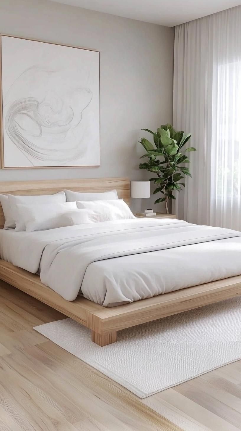 20 New Minimalist Bedroom Ideas to Inspire Your 2025 Refresh 4 1. Monochrome Zen: Use shades of white and light gray with natural wooden elements for a serene ambiance-2