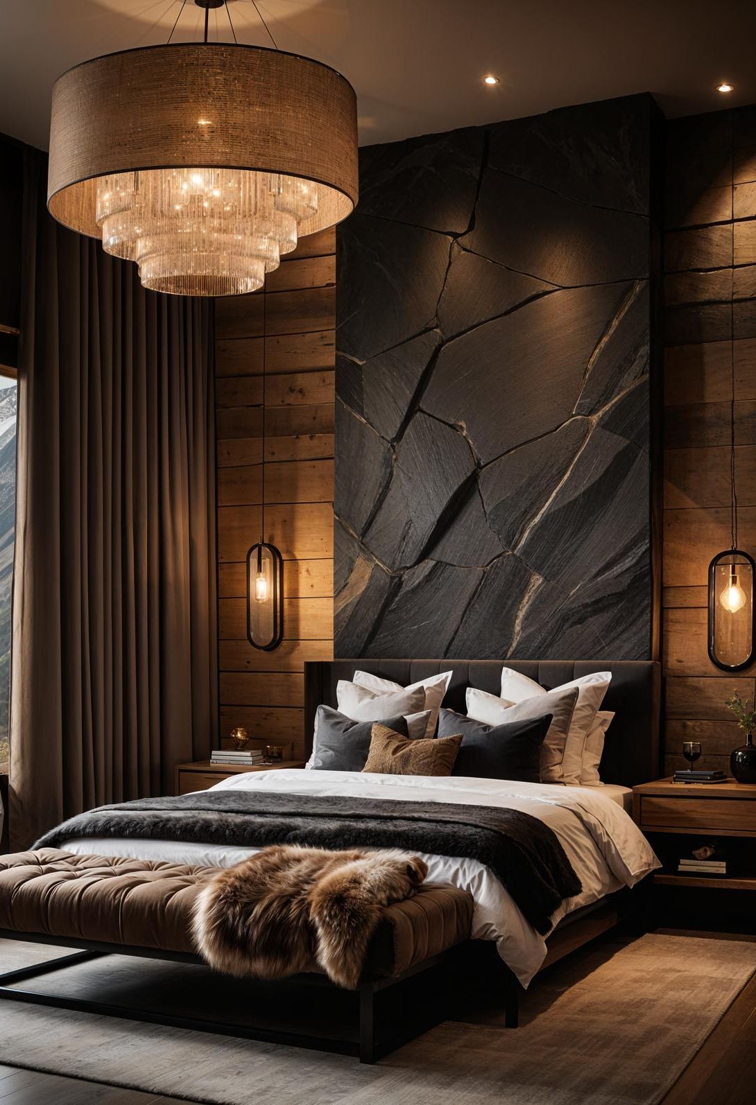 19 Best Earthy Modern Bedroom Ideas for a Cozy Retreat 66 19. Rustic-Chic Mountain Bedroom Retreat-2