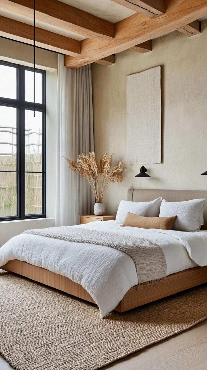 20 New Minimalist Bedroom Ideas to Inspire Your 2025 Refresh 64 20. Texture Play: Rely on textures rather than colors with linen, wool, and cotton in uniform shades-1