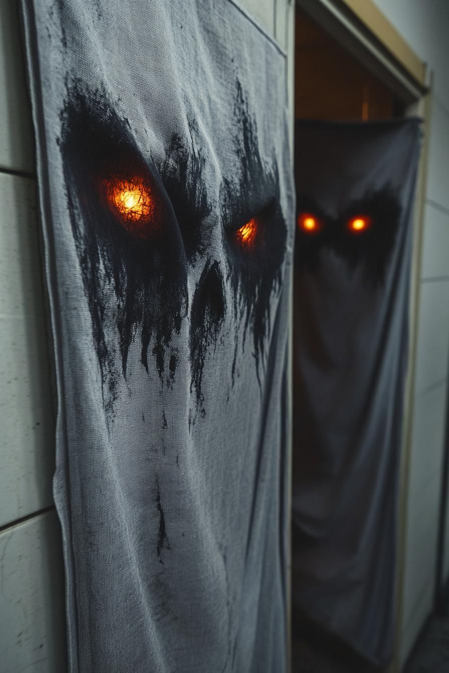 20 Unique Halloween Door Decorations For a Spooky Entrance 41 19. Spooky Draped Door Creatures-1