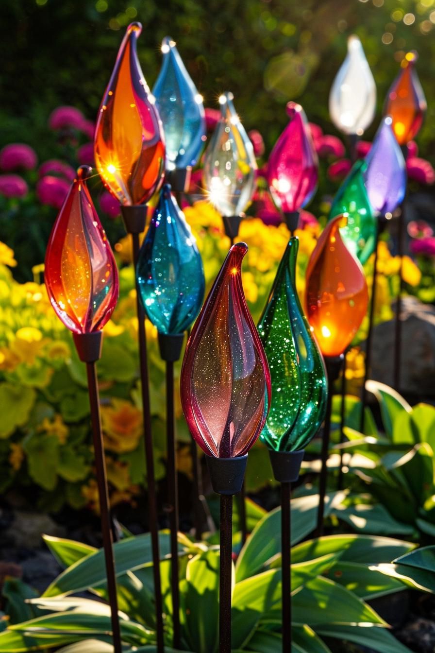 33 Creative DIY Yard Art Ideas You’ll Love To Craft 33 11. Glass Garden Stake Inspiration-2