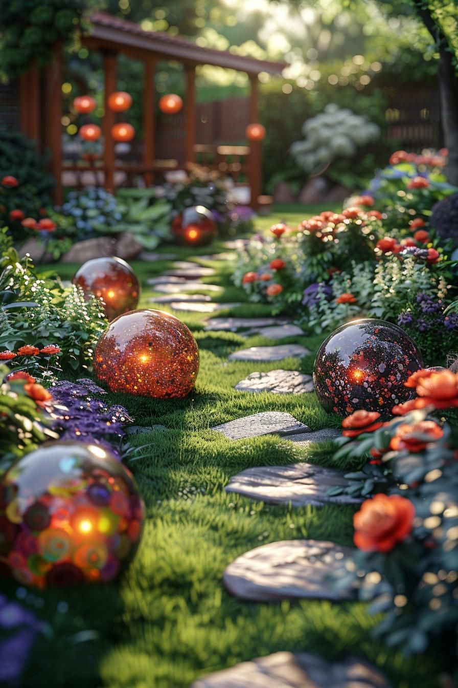 33 Creative DIY Yard Art Ideas You’ll Love To Craft 38 13. Marble Garden Ball Creations-2