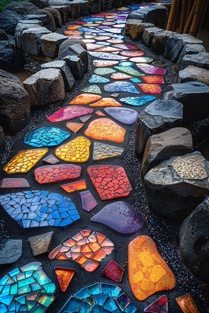 33 Creative DIY Yard Art Ideas You’ll Love To Craft 35 12. Mosaic Stepping Stone Ideas-1