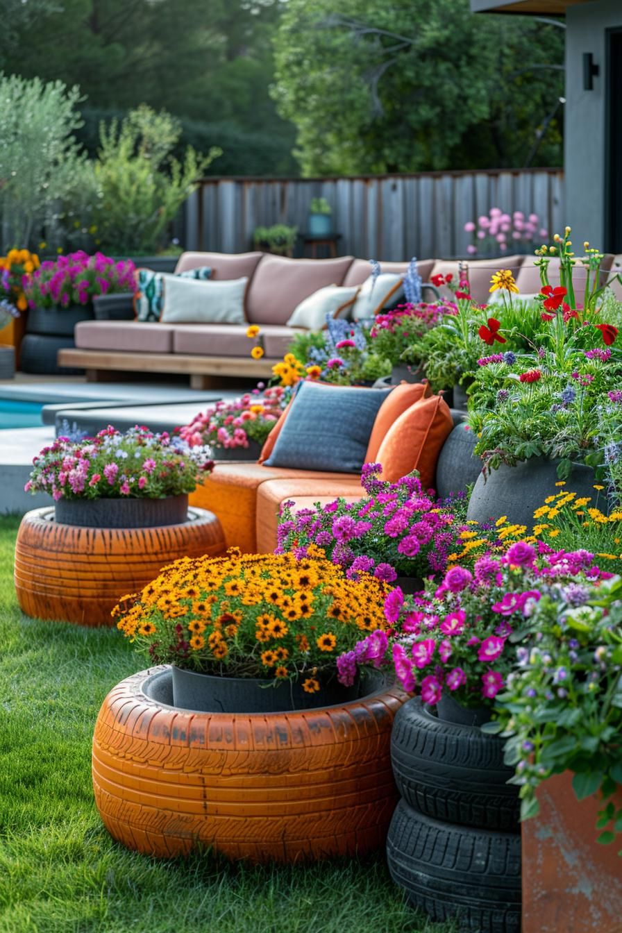 33 Creative DIY Yard Art Ideas You’ll Love To Craft 10 3. Upcycled Tire Planter Ideas-2