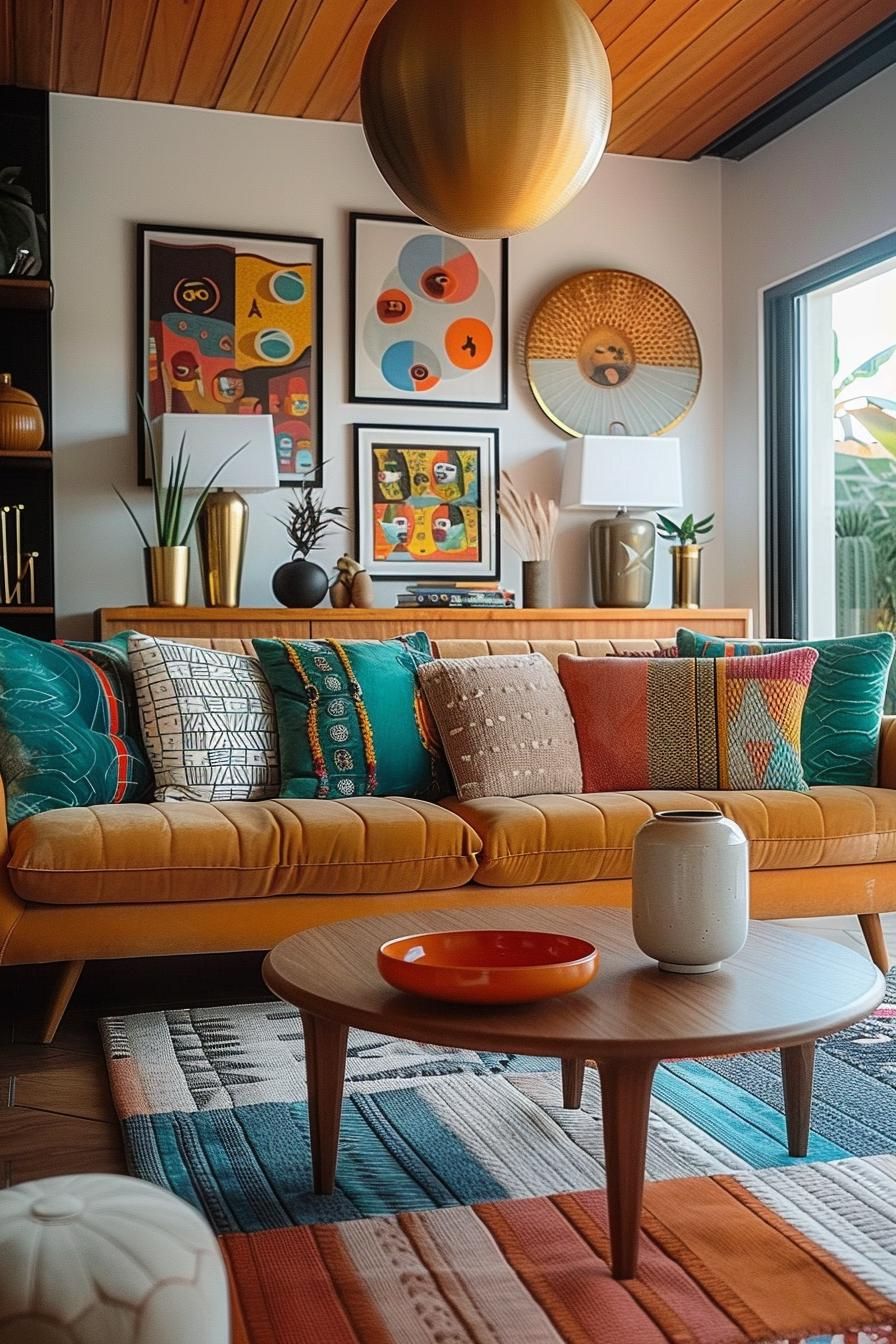 18 Colorful Mid Century Modern Living Room Designs 31 10. Vibrant Pop-Art Additions