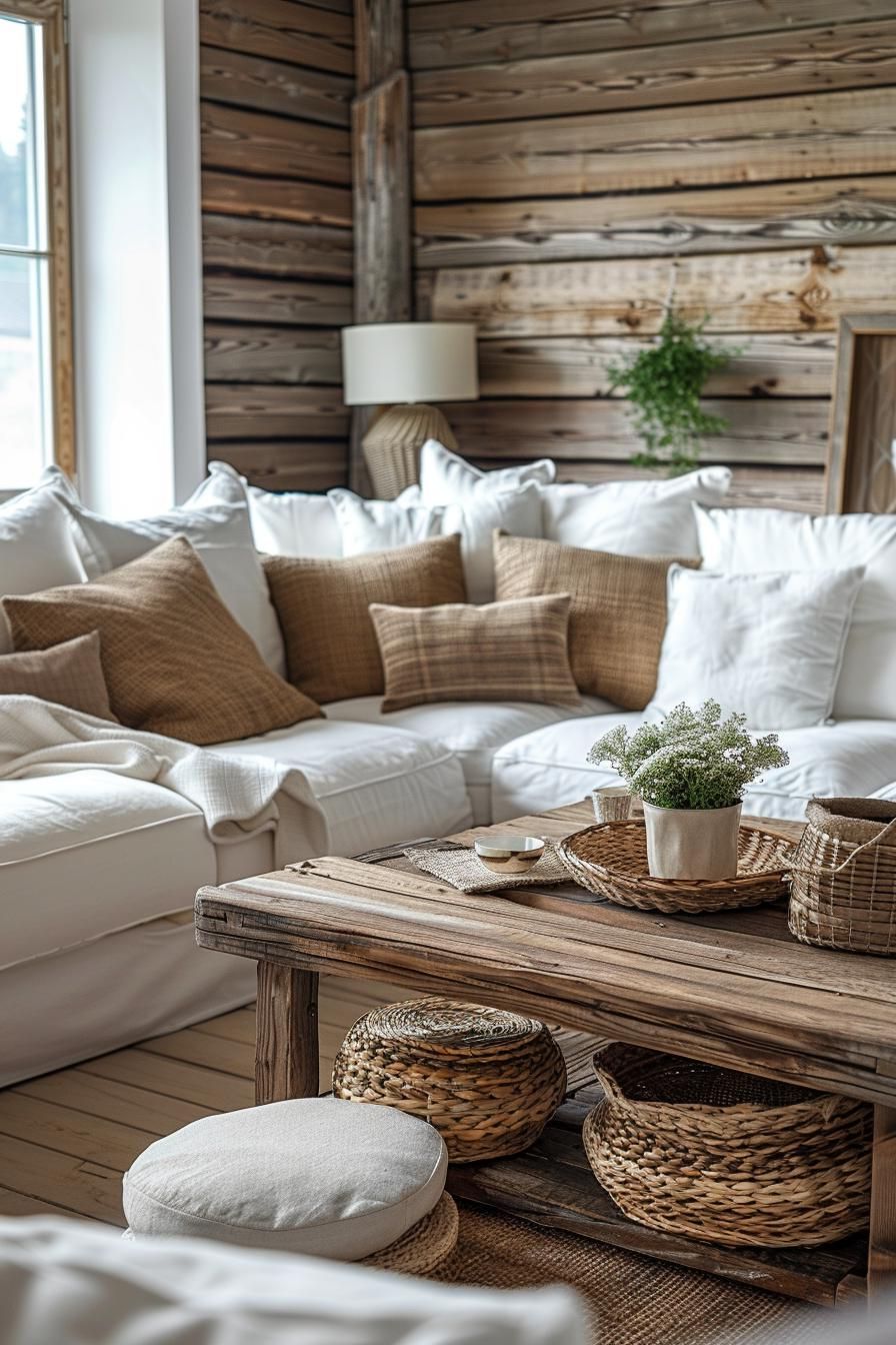 6. Earthy Farmhouse Living Room Inspiration-1