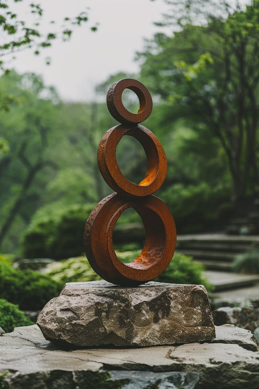 26 Easy Metal Garden Art Ideas To Inspire 4 1. Metal Ring Sculpture Ideas-2