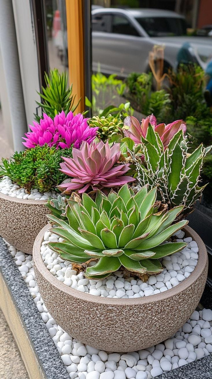 14. Potted plants nested into gravel and pebbles-2