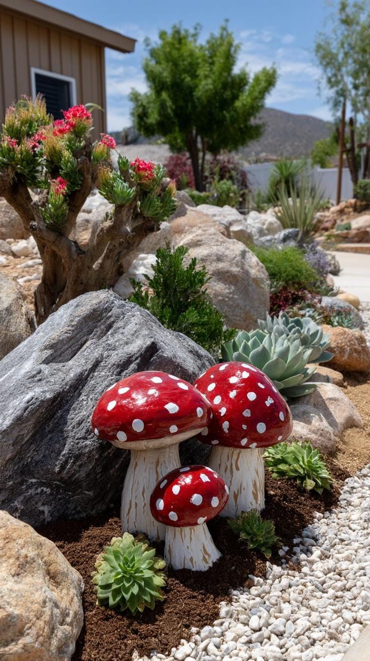 30. Whimsical rock art mushrooms painted by hand-0