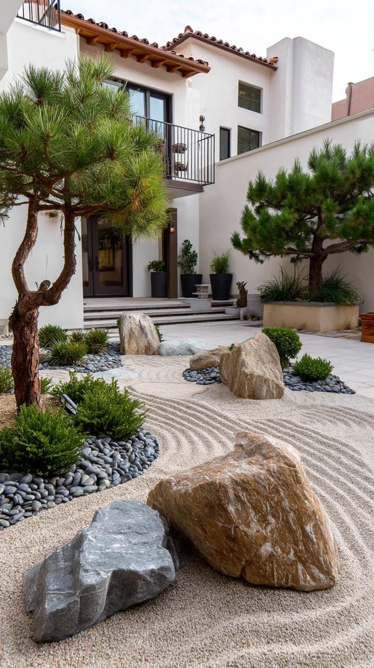 11. Japanese Zen garden with sand and boulders-0