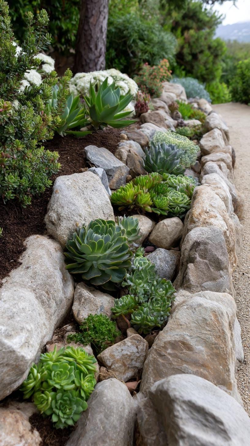23. Succulent-filled crevice garden with upright stones-1