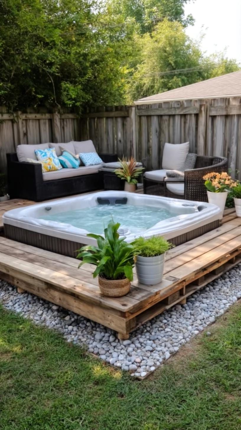 Escape to Paradise: Discover 31 Stunning Hot Tub Ideas for Your Backyard Oasis 42 13. DIY hot tub on a budget-friendly deck-1