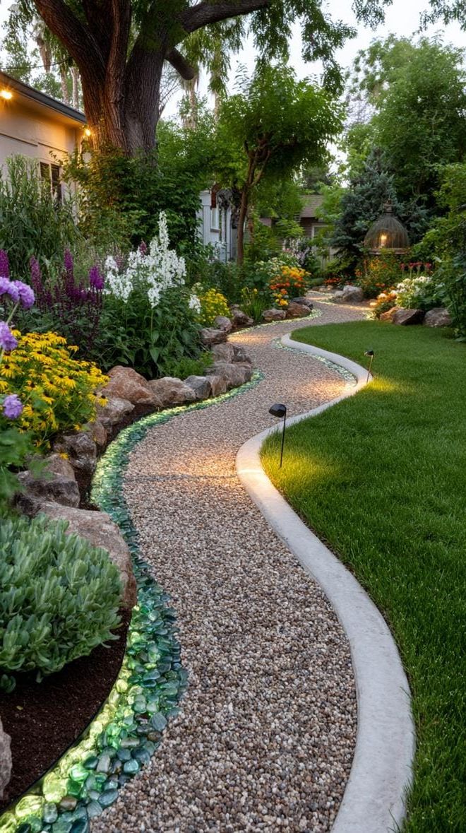 37 Magical Garden Ideas for a Whimsical Backyard 84 32. Whimsical pathways edged with glowing pebbles-1