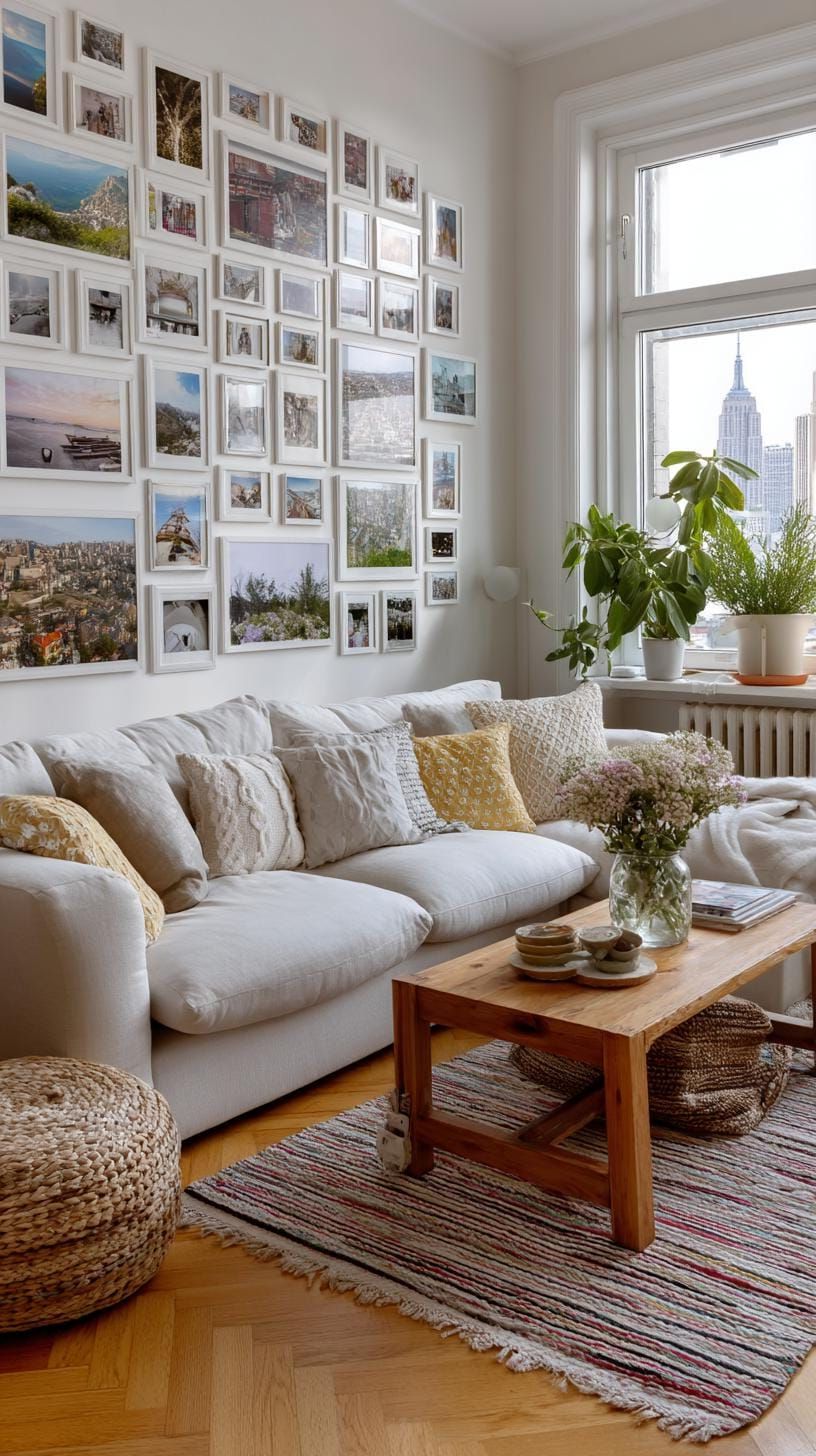 37 Gallery Wall Decor Ideas to Transform Any Room 69 23. Polaroid style mini grid with small photos tightly spaced in rows-1
