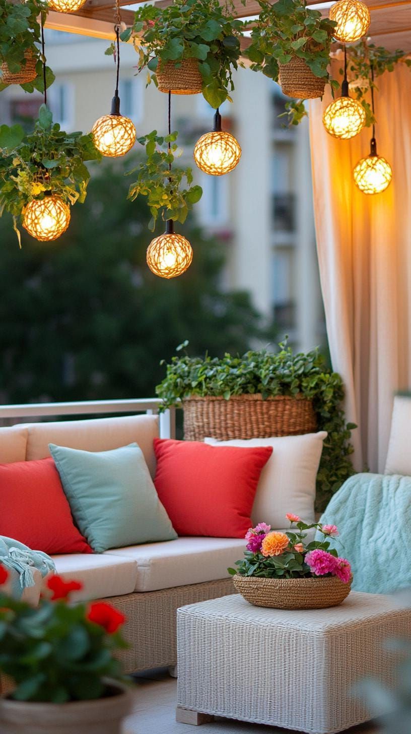 4. Pergola patio with fairy lights and hanging plants-3