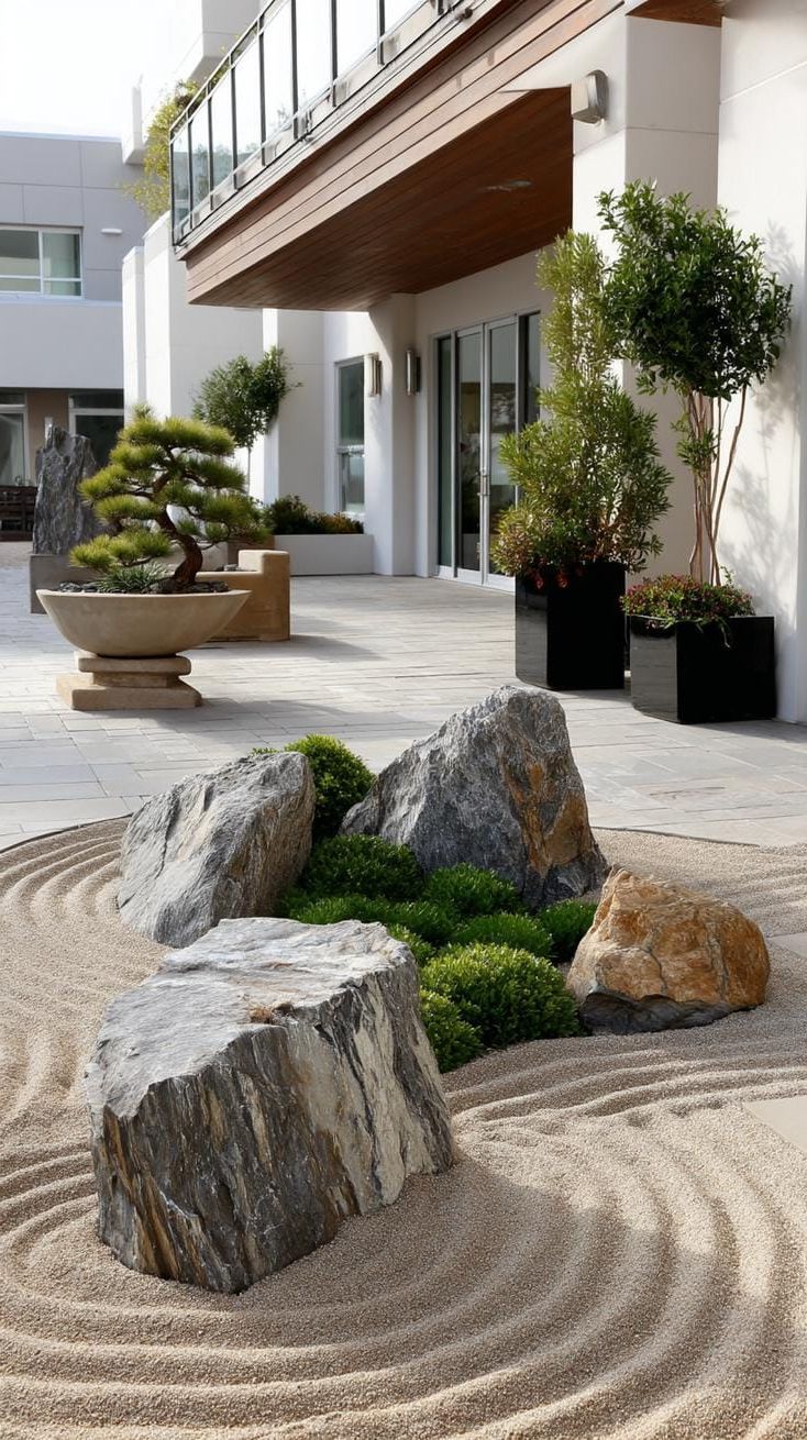 11. Japanese Zen garden with sand and boulders-2