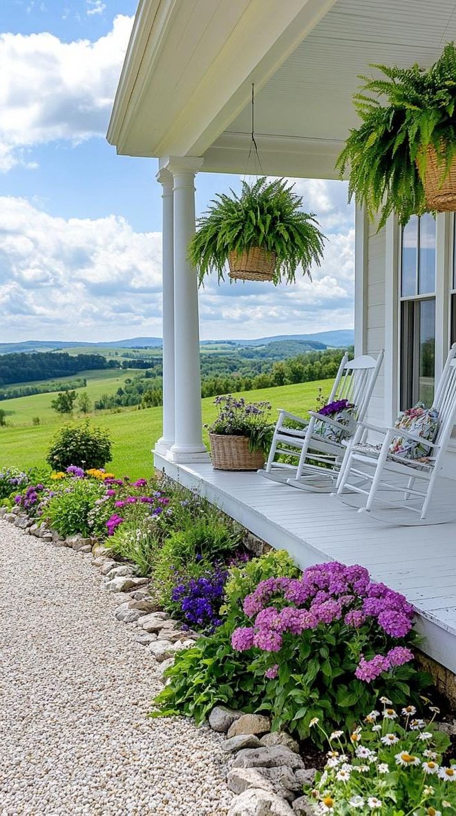 3. Large front porch with hanging fern baskets-0