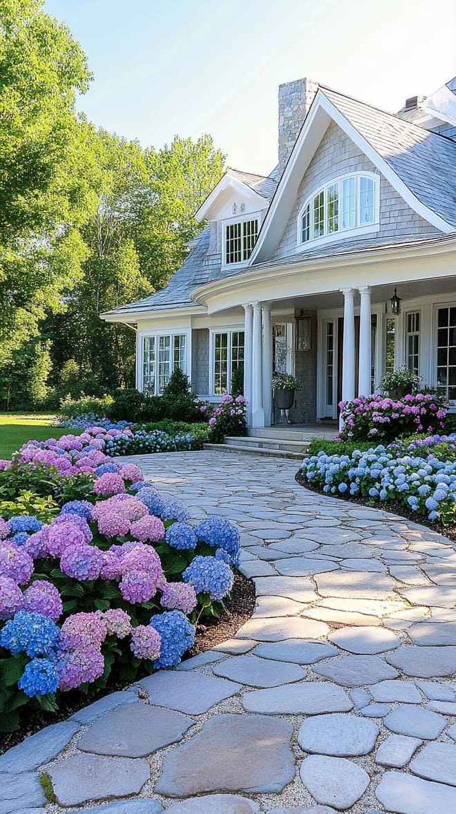 6. Hydrangea-lined walkway to farmhouse entrance-0